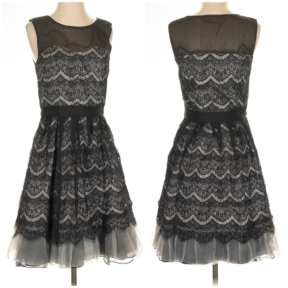 Black and Taupe Cocktail Dress - Size EU 36 / US 6